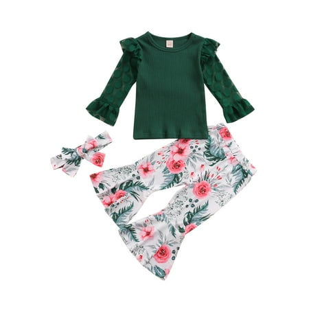 Yinyinxull 3Pcs Toddler Baby Girl Autumn Clothes Long Sleeves T-Shirt Flower Print Flared Pants Headband Sets Green 12-18 Months
Yinyinxull 3Pcs Toddler Baby Girl Autumn Clothes Long Sleeves T-Shirt Flower Print Flared Pants Headband Sets Green 12-18 Months