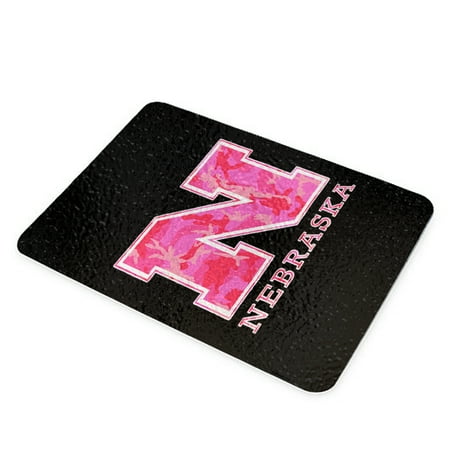 KuzmarK Glass Cheese Cutting Board 11 x7.75 - Nebraska Pink Camouflage