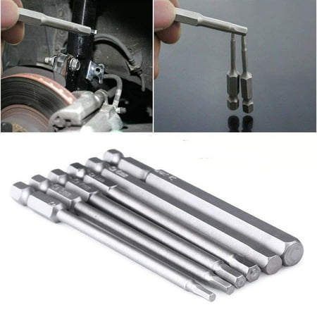 6Pcs 100Mm Magnetic Screwdriver Bit Hexagon Head Tool Bit With 1/4 Hex Shank