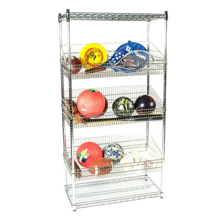 24 Deep x 24 Wide x 54 High 5 Tier Stationary Chrome Wire and Basket Combo Unit
24 Deep x 24 Wide x 54 High 5 Tier Stationary Chrome Wire and Basket Combo Unit