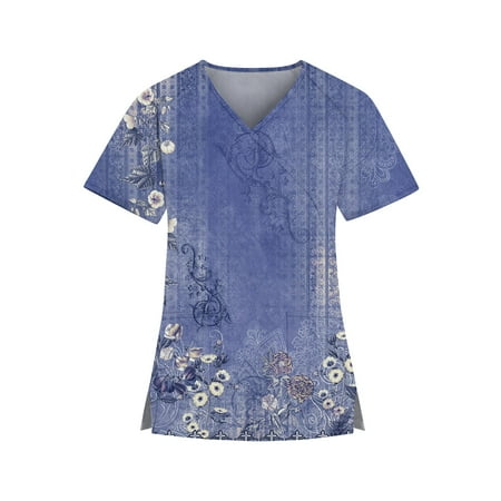 Qcmgmg Scrub Tops for Women Clearance Plus Size Mock Wrap Ethnic Floral V Neck Scrubs Workwear Medical Nursing Short Sleeve Uniform Womens Scrub Tops Plus Size with Two Pockets Royal Blue 4XL
Qcmgmg Scrub Tops for Women Clearance Plus Size Mock Wrap Ethnic Floral V Neck Scrubs Workwear Medical Nursing Short Sleeve Uniform Womens Scrub Tops Plus Size with Two Pockets Royal Blue 4XL