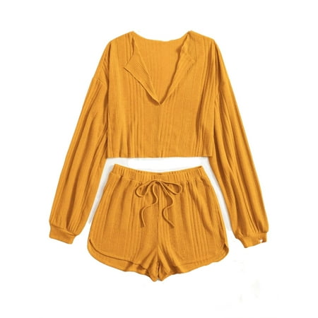 Casual Collar Short Sets Long Sleeve Mustard Yellow Plus Size Pajama Sets (Women s)
Casual Collar Short Sets Long Sleeve Mustard Yellow Plus Size Pajama Sets (Women s)