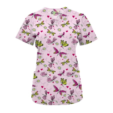 Womens Medical Nursing Print Scrub Uniform Top GT Performance-Whimsical Butterflies-Medium
Womens Medical Nursing Print Scrub Uniform Top GT Performance-Whimsical Butterflies-Medium