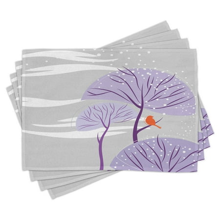 Winter Placemats Set of 4 Seasonal Conceptual Artwork Purple Trees Snowy Weather Cute Bird Animal Washable Fabric Place Mats for Dining Room Kitchen Table Decor Dust Purple Orange by Ambesonne
Winter Placemats Set of 4 Seasonal Conceptual Artwork Purple Trees Snowy Weather Cute Bird Animal Washable Fabric Place Mats for Dining Room Kitchen Table Decor Dust Purple Orange by Ambesonne