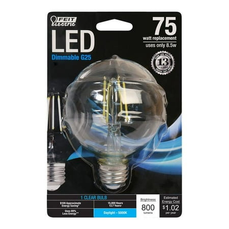 Feit Electric 3001959 75 watt Equivalence G25 E26 Medium Filament LED Bulb Daylight - Case of 3
Feit Electric 3001959 75 watt Equivalence G25 E26 Medium Filament LED Bulb Daylight - Case of 3