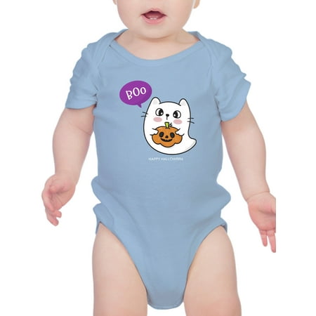 Cute Ghost Kitten W Pumpkin Bodysuit Infant -Image by Shutterstock 24 Months