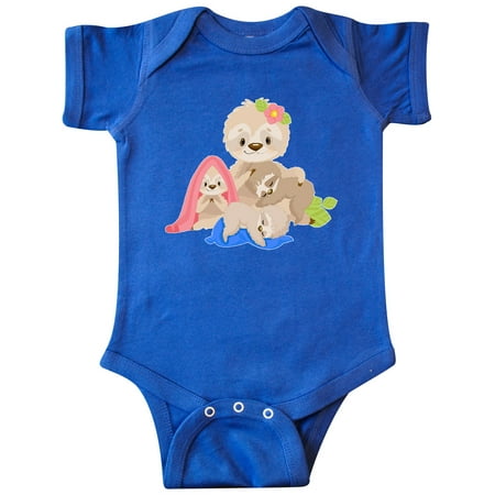 Inktastic Sloth Mom with 3 Baby Sloths Gift Baby Boy or Baby Girl Bodysuit