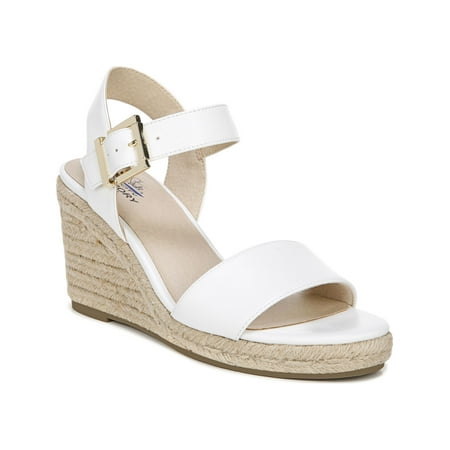 LIFE STRIDE Womens White Tango Round Toe Wedge Buckle Espadrille Shoes 8.5 M