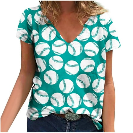 Maternity Blouses Women V-neck Baseball Print T-shirts Fashion Comfortable Female Blouses Tops Short Sleeve Shirts for Women Blue XL 
Maternity Blouses Women V-neck Baseball Print T-shirts Fashion Comfortable Female Blouses Tops Short Sleeve Shirts for Women Blue XL
