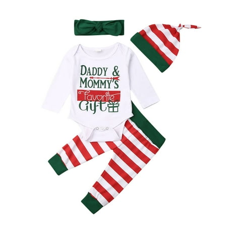 ROAONOCOMO Baby Xmas 4PCS Letter Romper+Long Striped Pants+Hair Band+Beanie Hat Outfit Set
ROAONOCOMO Baby Xmas 4PCS Letter Romper+Long Striped Pants+Hair Band+Beanie Hat Outfit Set