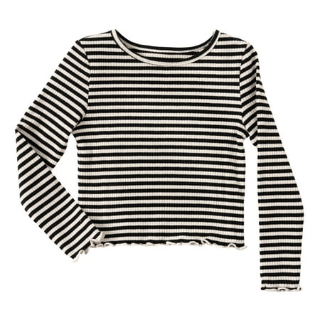 KIDPIK Girls Long Sleeve Stripe Ribbed T- Shirt Size: 12 Months - XXL (16)