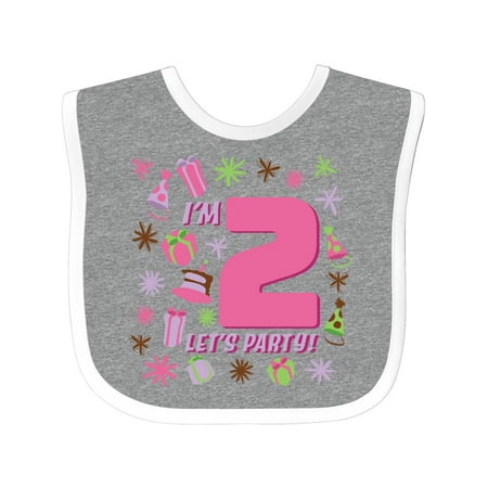 Inktastic I m Two Let s Party!- 2nd Birthday Gift Baby Girl Bib