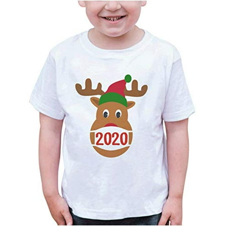 7 ate 9 Apparel Kid s Funny Masked Reindeer Christmas T-Shirt 5T White