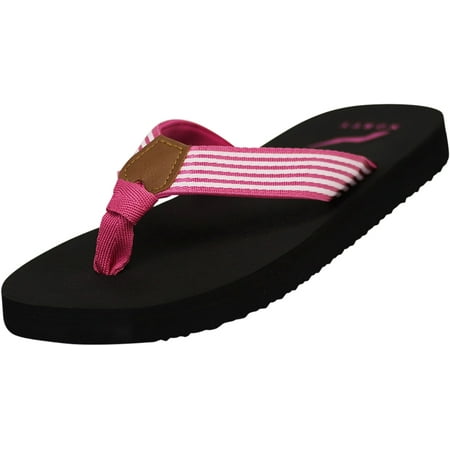 NORTY Womens Flip Flops Adult Female Thong Sandals Black Fuchsia