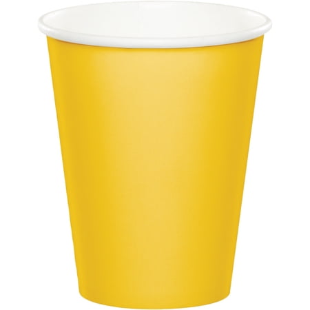 Club Pack of 240 School Bus Yellow Disposable Paper Hot and Cold Party Tumbler Cups 9 oz.