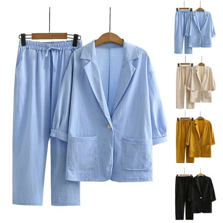 Yinreli 2Pcs/Set Suit Set Breathable Long Sleeves Cardigan Summer New Fashion Casual Suit for Female
Yinreli 2Pcs/Set Suit Set Breathable Long Sleeves Cardigan Summer New Fashion Casual Suit for Female