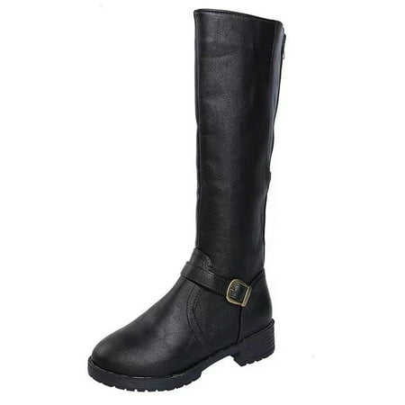 Rdeuod Shoes For Women Women S Winter Leather Belt Buckle High Tube Flat Head Solid Color
Rdeuod Shoes For Women Women S Winter Leather Belt Buckle High Tube Flat Head Solid Color