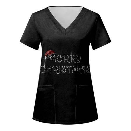 Women Scrub Tops Casual Christmas Print Short Sleeve Pocket Loose Caring Workwear
Women Scrub Tops Casual Christmas Print Short Sleeve Pocket Loose Caring Workwear