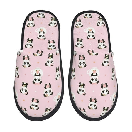 Qokaie Cute Kawaii Panda Print Fuzzy Slippers for Women – Soft Plush Indoor Slippers with EVA Sole Cozy and Comfortable for Home and Travel-Medium 
Qokaie Cute Kawaii Panda Print Fuzzy Slippers for Women – Soft Plush Indoor Slippers with EVA Sole Cozy and Comfortable for Home and Travel-Medium