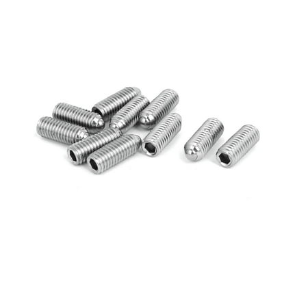 M8x25mm 304 Stainless Steel Spring Hex Socket Ball Point Grub Set Screws 10pcs