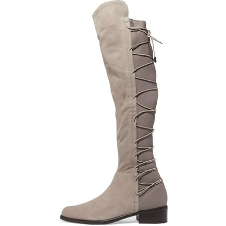 Schutz Talia Mouse Lace Up Neoprene Suede Knee Riding Boots (Taupe 11)