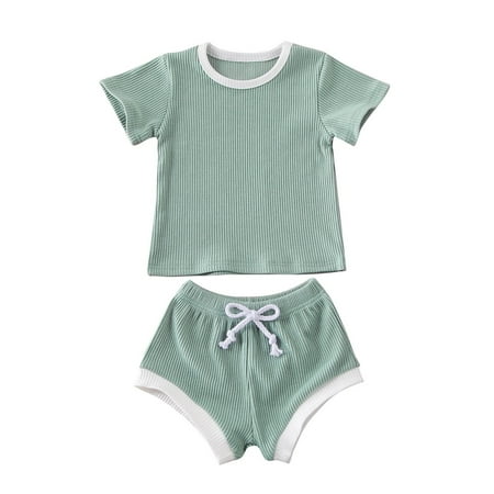 Infant Baby Girl Boy Clothes Short Sleeve Tops T-shirt+Shorts Pants Ribbed Solid Outfits 0-3T
Infant Baby Girl Boy Clothes Short Sleeve Tops T-shirt+Shorts Pants Ribbed Solid Outfits 0-3T