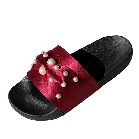 Slippers for Women Fashion Spring And Summer Women Slippers Flat Bottom Large Size Pearl Beach Shoes Womens Slippers Pu Red 37
Slippers for Women Fashion Spring And Summer Women Slippers Flat Bottom Large Size Pearl Beach Shoes Womens Slippers Pu Red 37
