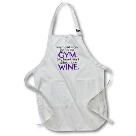 3dRose My head says go to the GYM my heart says drink more WINE. Purple. Full Length Apron 22 by 30-inch White With Pockets
3dRose My head says go to the GYM my heart says drink more WINE. Purple. Full Length Apron 22 by 30-inch White With Pockets