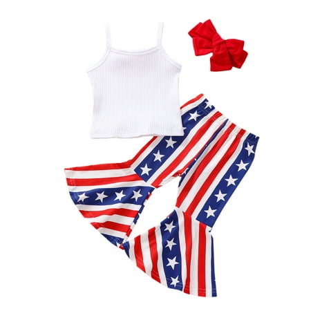 Blotona Baby Girls Pants Set 4th of July Outfits Sleeveless Sling Tank and Stars Striped Flare Pants and Hairband 3Pcs Toddle Summer Independence Day Clothes 6M-4T
Blotona Baby Girls Pants Set 4th of July Outfits Sleeveless Sling Tank and Stars Striped Flare Pants and Hairband 3Pcs Toddle Summer Independence Day Clothes 6M-4T