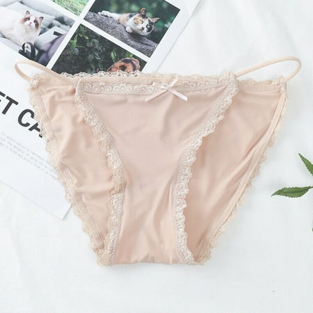 Woman Sexy Satin Briefs Lace Tanga Bikini Knickers Panties Lingerie Underwear