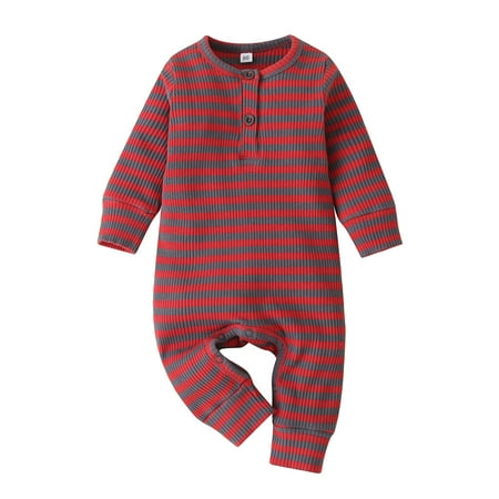 Canrulo Newborn Baby Boy Girl Long Sleeve Button Down Knit Striped Romper One Piece Bodysuit Jumpsuit Fall Winter Outfits Red 12-18 Months
Canrulo Newborn Baby Boy Girl Long Sleeve Button Down Knit Striped Romper One Piece Bodysuit Jumpsuit Fall Winter Outfits Red 12-18 Months