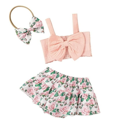 Fesfesfes Toddler Girls Clothes Summer Square Neck Bow Vest Floral Skirt Headband Suit
Fesfesfes Toddler Girls Clothes Summer Square Neck Bow Vest Floral Skirt Headband Suit