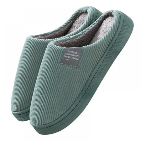 Gyuzh Unisex Casual Slippers Cozy House Cotton Shoes Indoor Outdoor Bedroom Green