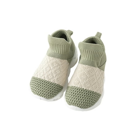 Bellella Boys Running Shoes Knit Upper Sock Sneakers Slip On Walking Shoe Lightweight Flats School Jogging Trainers Green 8.5C