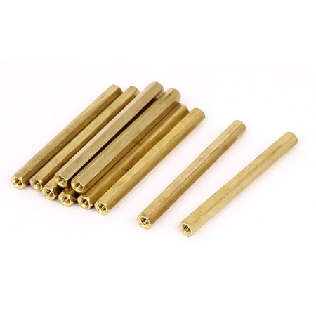 

M3 x 50mm Female Thread Brass Hex Standoff Pillar Rod Spacer Coupler Nut 10pcs