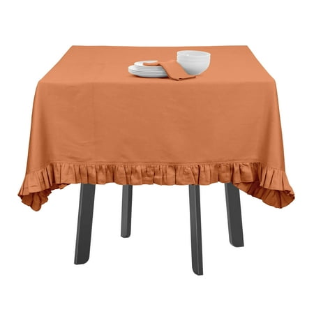 

Vargottam Ruffle Tablecloth Table Linens Rectangular Table Covers For Party Decor Solid Dining Tabletop Covers Cotton Tablecloths Peach 60 x 120 Inches