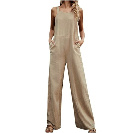 Womens Adjustable Jumpsuits With Pockets Sleeveless Strappy Backless One Piece Maxi Wide Leg Overalls Romper
Womens Adjustable Jumpsuits With Pockets Sleeveless Strappy Backless One Piece Maxi Wide Leg Overalls Romper
