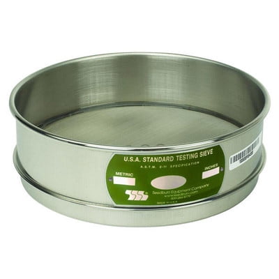 Seedburo 1/2 SS8F Stainless Steel Testing Sieve Full Height 8in Dia. 1/2 Mesh