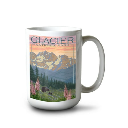 15 fl oz Ceramic Mug Glacier National Park Montana Bear and Cubs with Flowers Dishwasher & Microwave Safe
15 fl oz Ceramic Mug Glacier National Park Montana Bear and Cubs with Flowers Dishwasher & Microwave Safe