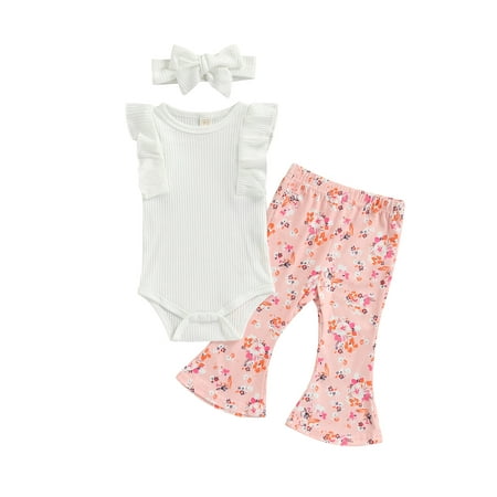TheFound 3Pcs Newborn Infant Baby Girls Sleeveless Ruffle Bodysuit+Floral Print Flare Pants+Headband Clothes
TheFound 3Pcs Newborn Infant Baby Girls Sleeveless Ruffle Bodysuit+Floral Print Flare Pants+Headband Clothes