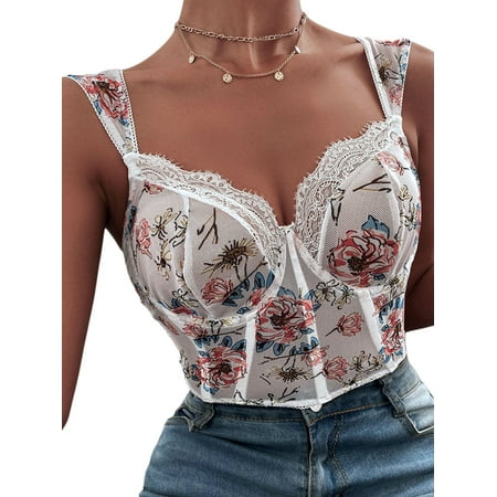 ZIYIXIN Women s Sexy Lace Bralette Crop Top Floral Print Mesh Busiters Corsets Chic Party Casual Vest
ZIYIXIN Women s Sexy Lace Bralette Crop Top Floral Print Mesh Busiters Corsets Chic Party Casual Vest