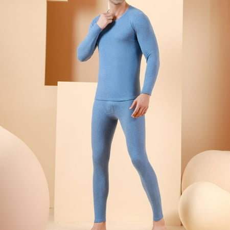 Mens Winter Ultra-Soft Fleece Lined Thermal Top Bottom Long John Underwear Set