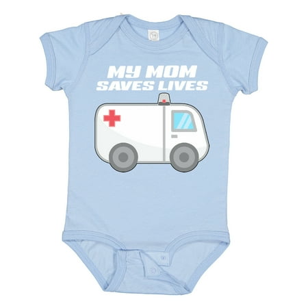 Inktastic My Mom Saves Lives- Ambulance Gift Baby Boy or Baby Girl Bodysuit