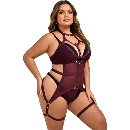 ZWQIANFENGXI Women s Plus Size Sexy Lingerie Set Sheer Garter Teddy Babydoll Bodysuit and Thong 2 Pieces
ZWQIANFENGXI Women s Plus Size Sexy Lingerie Set Sheer Garter Teddy Babydoll Bodysuit and Thong 2 Pieces