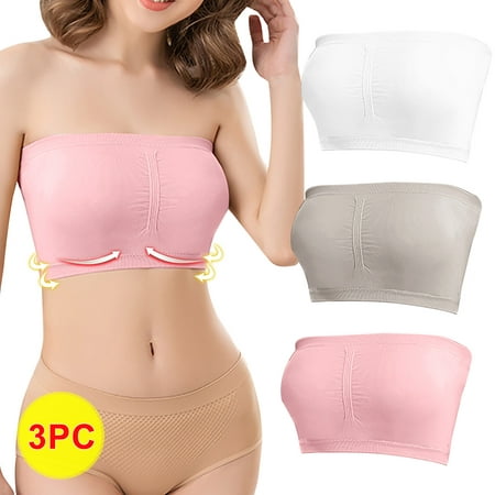 

Leesechin Deals Bras for Women Stretch Strapless Summer Bandeau Brassiere Plus Size Strapless Comfort Wireless on Clearance