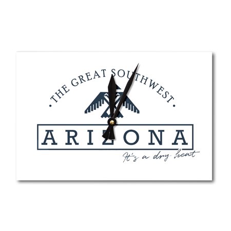 Arizona - The Great Southwest - It's a Dry Heat - Tribal Inspired Eagle - Lantern Press Artwork (Acrylic Wall Clock)