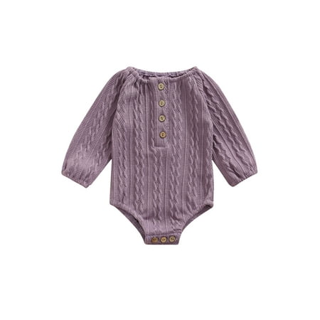 Suanret Newborn Baby Girls Boys Romper Knitted Jumpsuit Long Sleeve Bodysuit Autumn Spring Warm Clothes Purple 3-6 Months
Suanret Newborn Baby Girls Boys Romper Knitted Jumpsuit Long Sleeve Bodysuit Autumn Spring Warm Clothes Purple 3-6 Months
