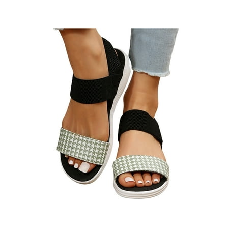 Daeful Womens Strappy Sandal Peep Toe Sandals Summer Casual Shoes Lightweight Slip On Ladies Comfort Green Houndstooth 5.5
Daeful Womens Strappy Sandal Peep Toe Sandals Summer Casual Shoes Lightweight Slip On Ladies Comfort Green Houndstooth 5.5