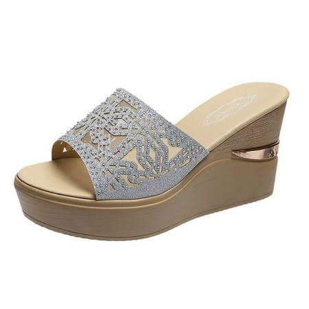Slippers for Women Summer Women S Fashion Wedges Open Toe Beach Shoes Roman Slippers Sandals Womens Slippers Pu Silver 37
Slippers for Women Summer Women S Fashion Wedges Open Toe Beach Shoes Roman Slippers Sandals Womens Slippers Pu Silver 37