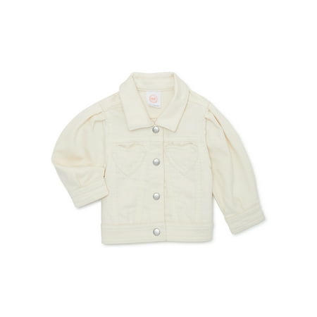 Wonder Nation Baby Girls Knit Denim Jacket with Heart Pockets Sizes 0/3-24 Months